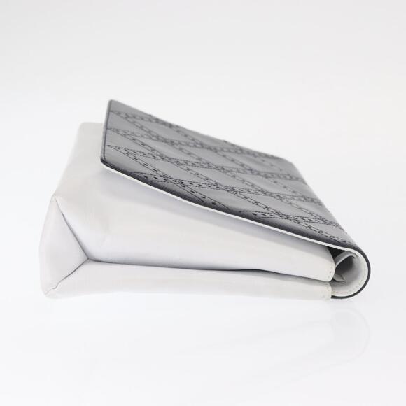 Salvatore Ferragamo Clutch Bag Leather Navy White gold Auth bs31766